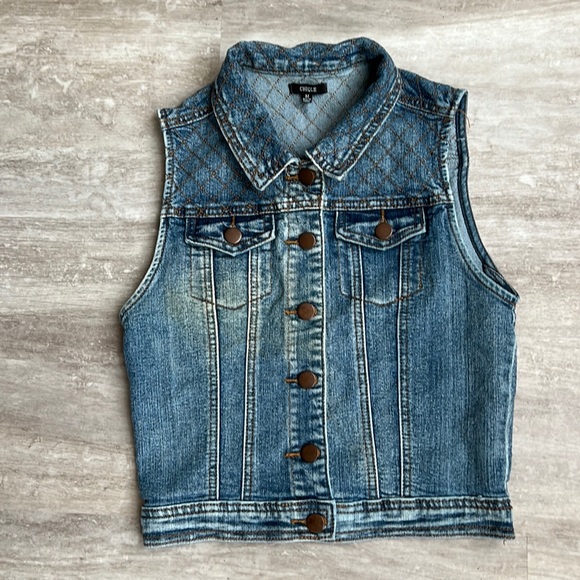 Chicle girls blue button front jean vest - Picture 1 of 4